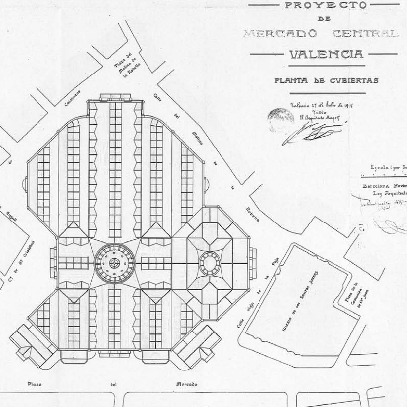 Floorplan included in the original design of the Mercat Central de València.